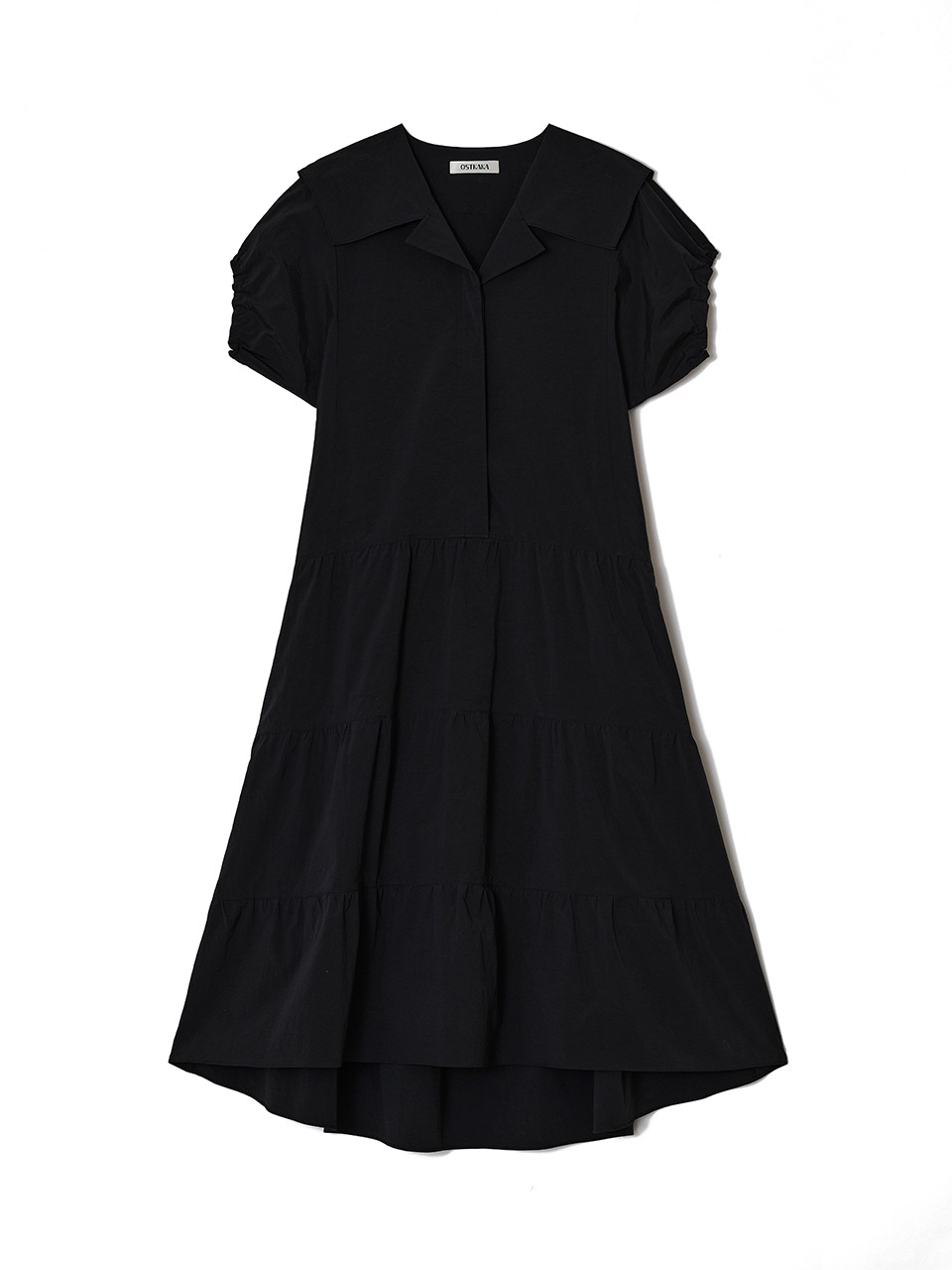 [5/17 예약배송] Sailor Collar Tiered Maxi Dress Black