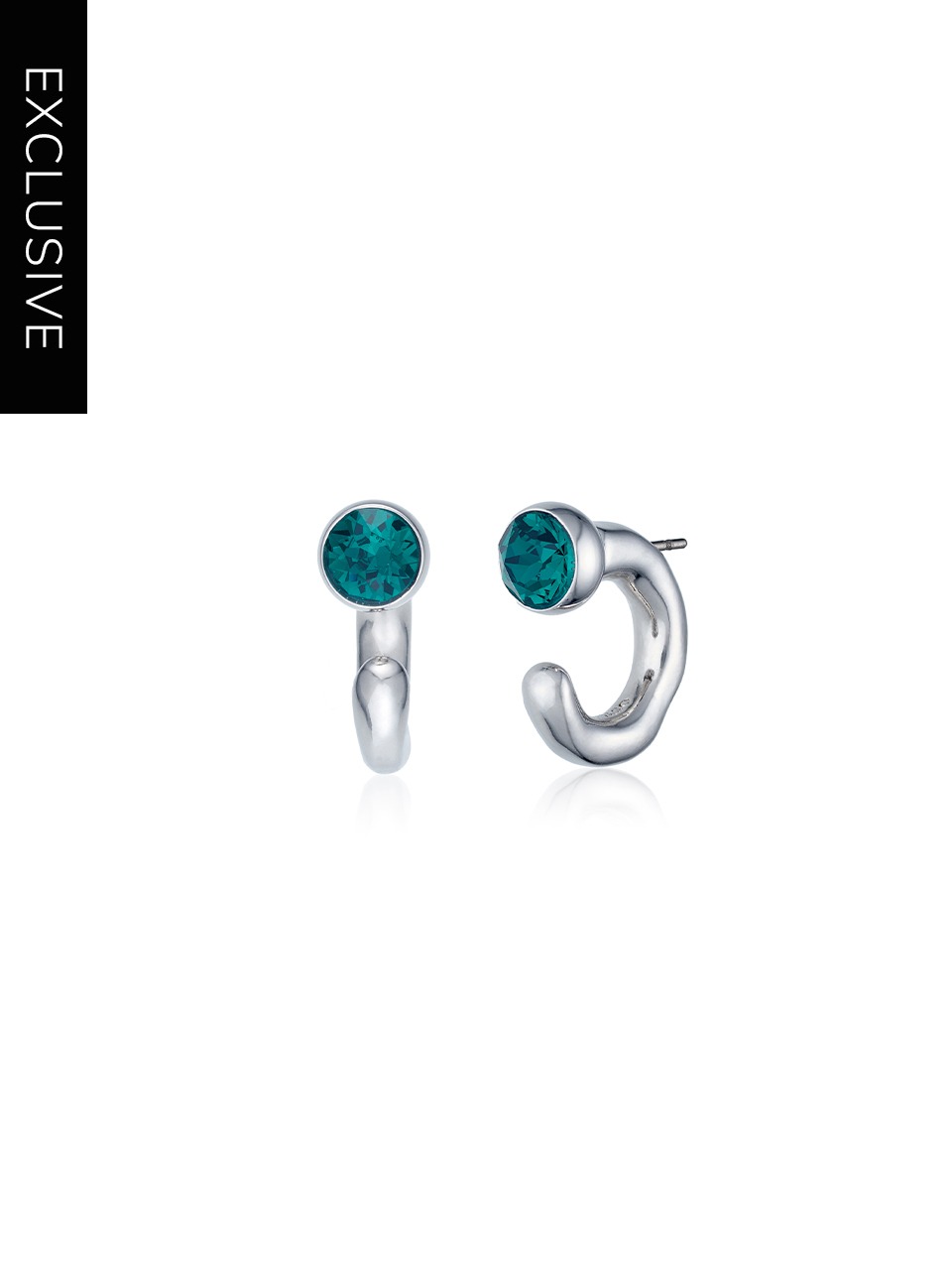 Brill Melting Ring Earring Silver Emerald