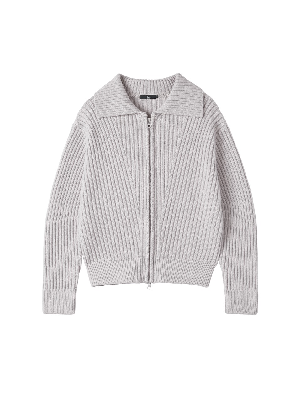 Eve Zip-up Knit Cardigan Silver