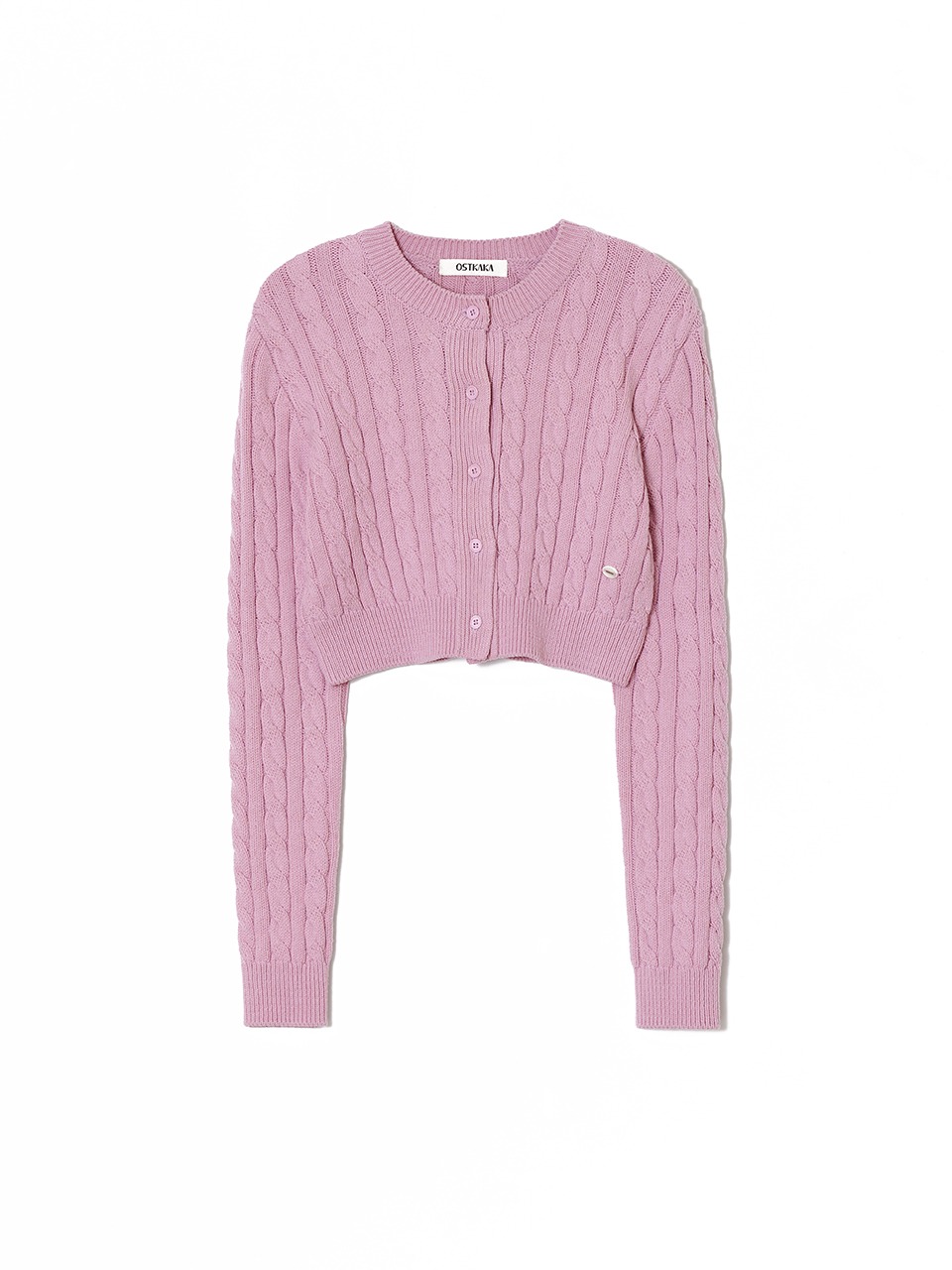 Soft Cable Crop Cardigan Pink