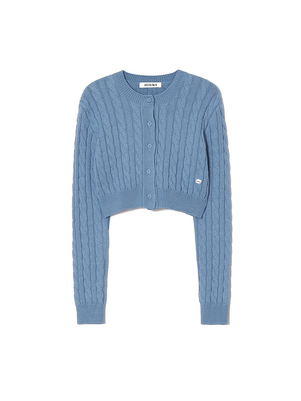 Soft Cable Crop Cardigan Blue