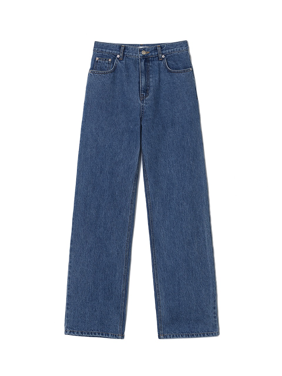 Essential Straight Denim Pants Middle Blue